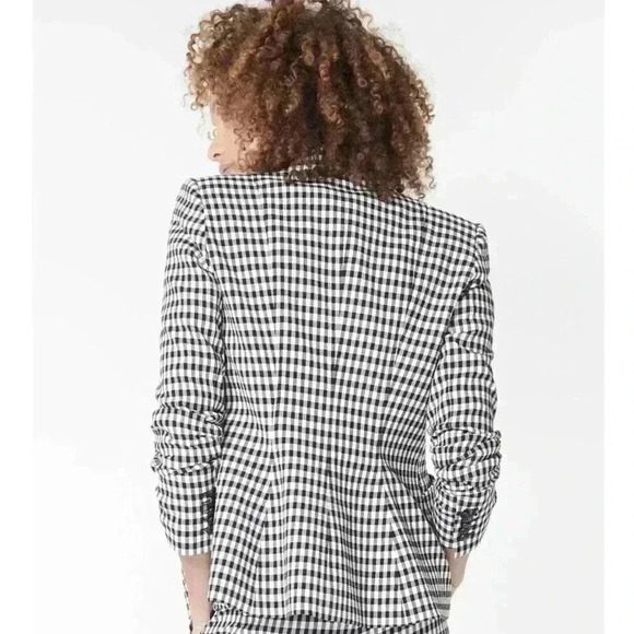 Veronica Beard Dickey Jacket Blazer 6 Caldwell Black White Gingham Check Ruched - Picture 3 of 13